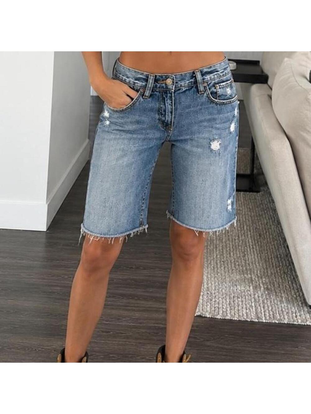 Abercrombie & Fitch Vintage Y2K Distressed Bermuda Denim Shorts